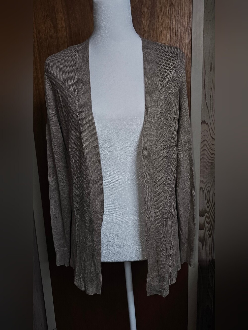 89th & Madison Open-Front Cardigan in Taupe Size Small